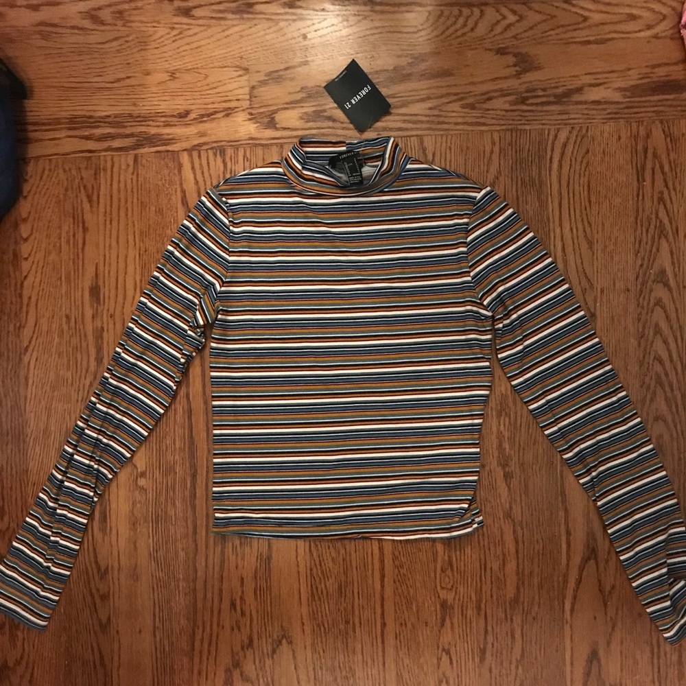 Brand new super cute striped mock neck long sleeve